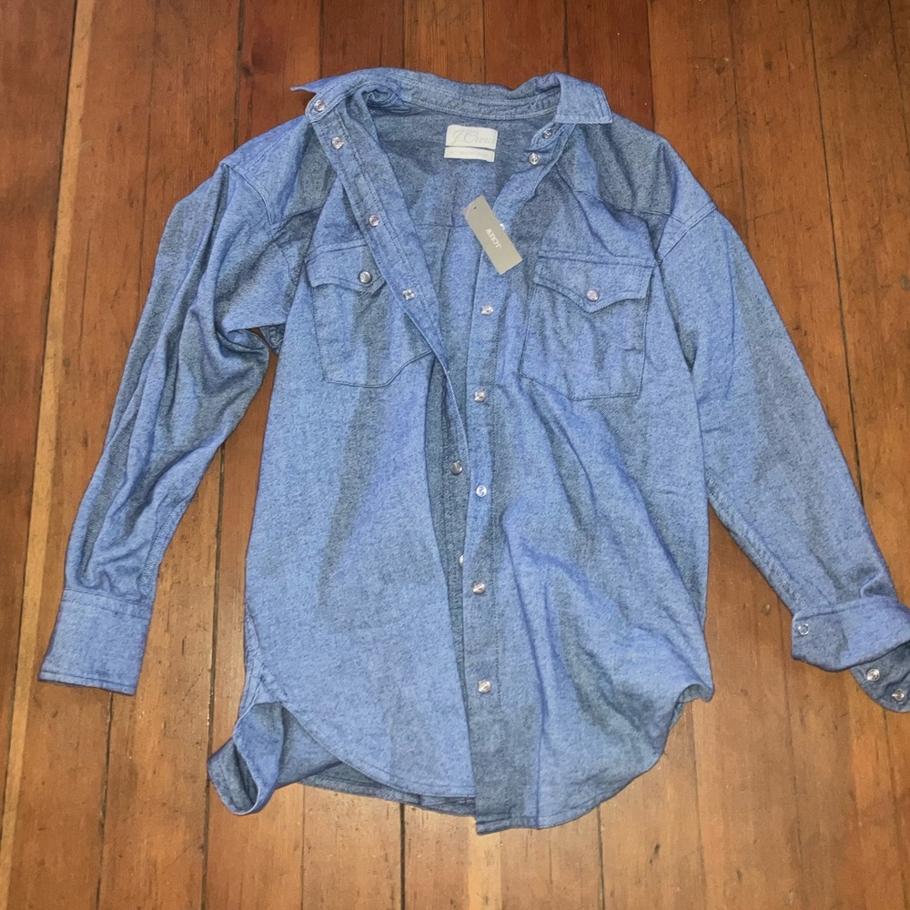 Blue Button Up Top